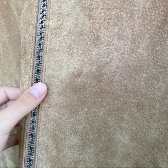 St. John’s Bay Vintage Rabbit Fur Trim Leather Jacket - Picture 5 of 11